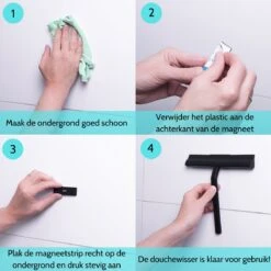 Douchewisser Zwart Met Magneetstrip - Badkamer Accessoires - Raamwisser - Trekker Douche - Silicone - 21cm X 20cm -Badkamerartikelen Winkel 1200x1200 291