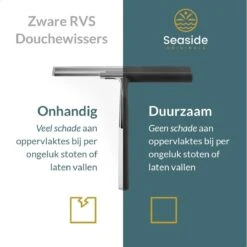 Seaside Originals Luxe Douchewisser Zwart Met Ophangsysteem En Opbergzakje - Raamwisser - Douchetrekker - Raamtrekker - Antislip - Badkamer Accessoires -Badkamerartikelen Winkel 1200x1200 313