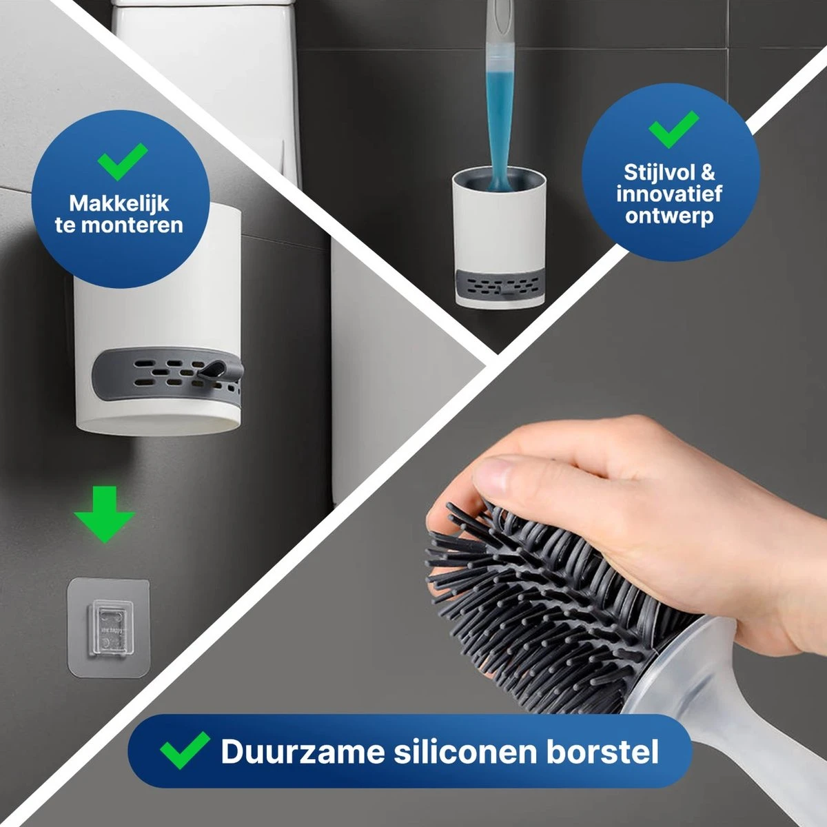 Mdxl® Siliconen WC Borstel Met Zeepdispenser - Hervulbaar - Vrijstaand Of Hangend - Sneldrogend, Hygiënisch & Antibacteriële Werking - Zonder Boren - Toilet Brush - Toiletborstel Houder - Lekbak 4 Mdxl® Siliconen WC Borstel Met Zeepdispenser - Hervulbaar - Vrijstaand Of Hangend - Sneldrogend, Hygiënisch & Antibacteriële Werking - Zonder Boren - Toilet Brush - Toiletborstel Houder - Lekbak - Afbeelding 4