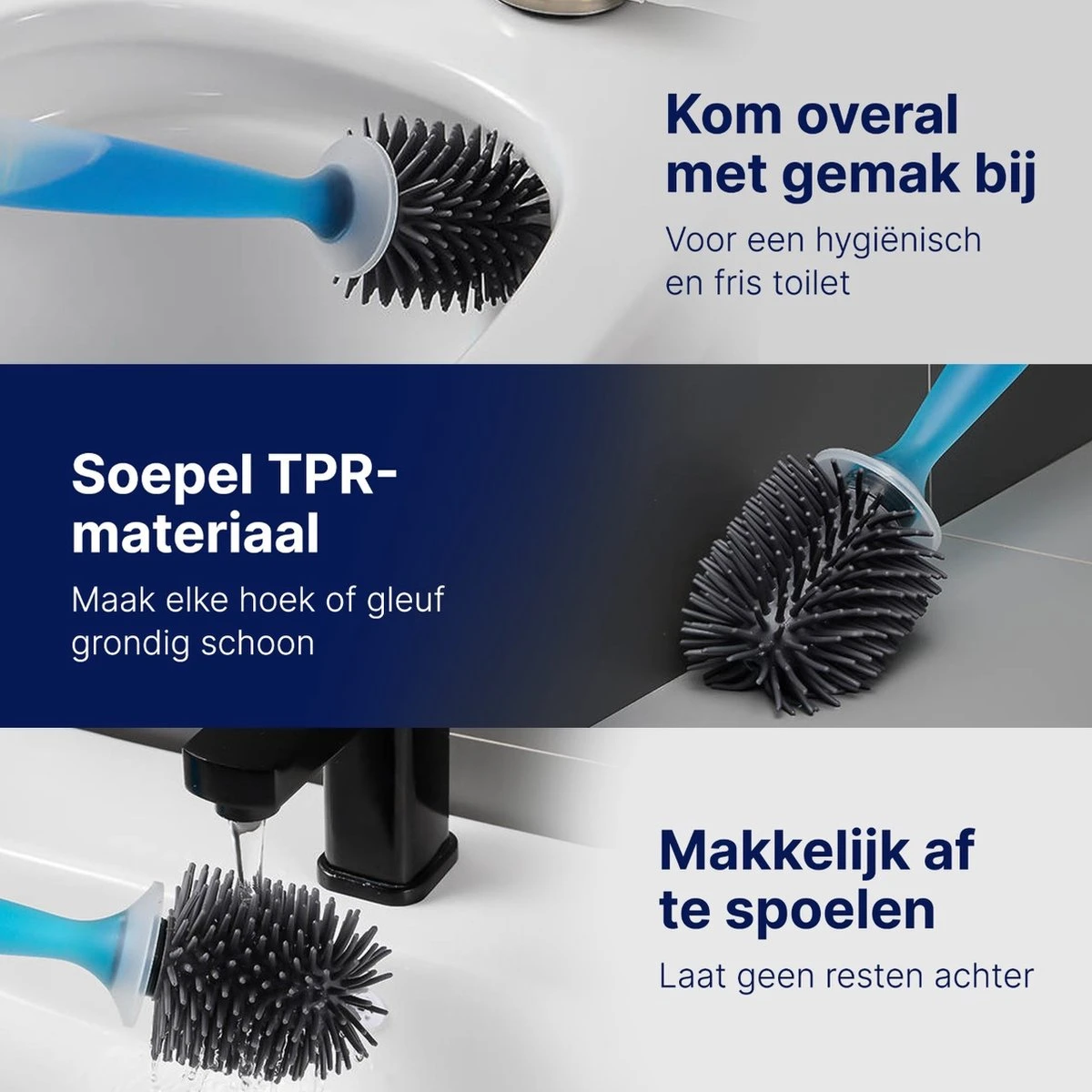 Mdxl® Siliconen WC Borstel Met Zeepdispenser - Hervulbaar - Vrijstaand Of Hangend - Sneldrogend, Hygiënisch & Antibacteriële Werking - Zonder Boren - Toilet Brush - Toiletborstel Houder - Lekbak 5 Mdxl® Siliconen WC Borstel Met Zeepdispenser - Hervulbaar - Vrijstaand Of Hangend - Sneldrogend, Hygiënisch & Antibacteriële Werking - Zonder Boren - Toilet Brush - Toiletborstel Houder - Lekbak - Afbeelding 5