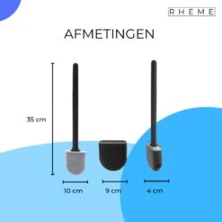 WC Borstel - Siliconen Borstel Met Houder - Hangend Met Plakstrip - Duurzaam Toilet Borstel - Zwart - Rheme -Badkamerartikelen Winkel 1200x1200 366