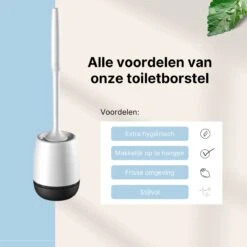 Merkloos Toiletborstel Siliconen Met Houder - Luxe WC Borstel - Vrijstaand Of Hangend - Antibacteriële Borstel Zonder Krassen - Sneldrogend - Wit Met Zwart -Badkamerartikelen Winkel 1200x1200 375