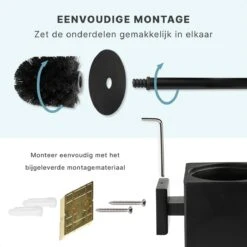 Toiletborstel Met Houder - Hangend - RVS - Mat Zwart - H 42,6 Cm -Badkamerartikelen Winkel 1200x1200 416