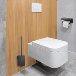 Toiletborstel Met Houder - Hangend - RVS - Mat Zwart - H 42,6 Cm -Badkamerartikelen Winkel 1200x1200 418