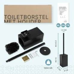 Toiletborstel Met Houder - Hangend - RVS - Mat Zwart - H 42,6 Cm -Badkamerartikelen Winkel 1200x1200 420