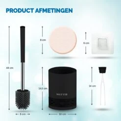 WITTS WC Borstel Met Houder - Staand Of Hangend – Mat Zwart - Incl. Absorberende Pad -Badkamerartikelen Winkel 1200x1200 426