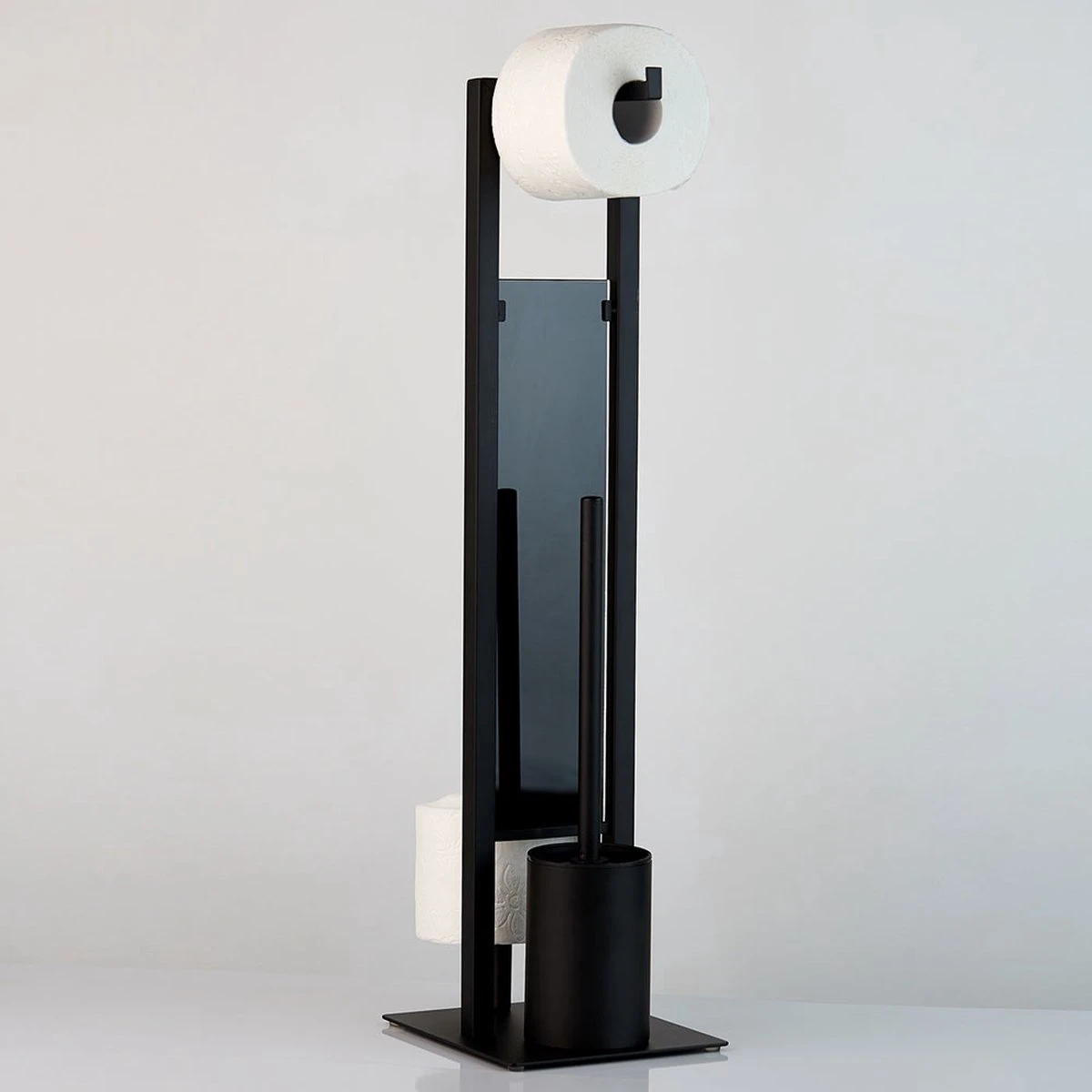 WENKO Toiletbutler Rivalta Zwart - Toiletborstel Met Houder, Toiletrolhouder En Reserverolhouder 14 WENKO Toiletbutler Rivalta Zwart - Toiletborstel Met Houder, Toiletrolhouder En Reserverolhouder - Afbeelding 14