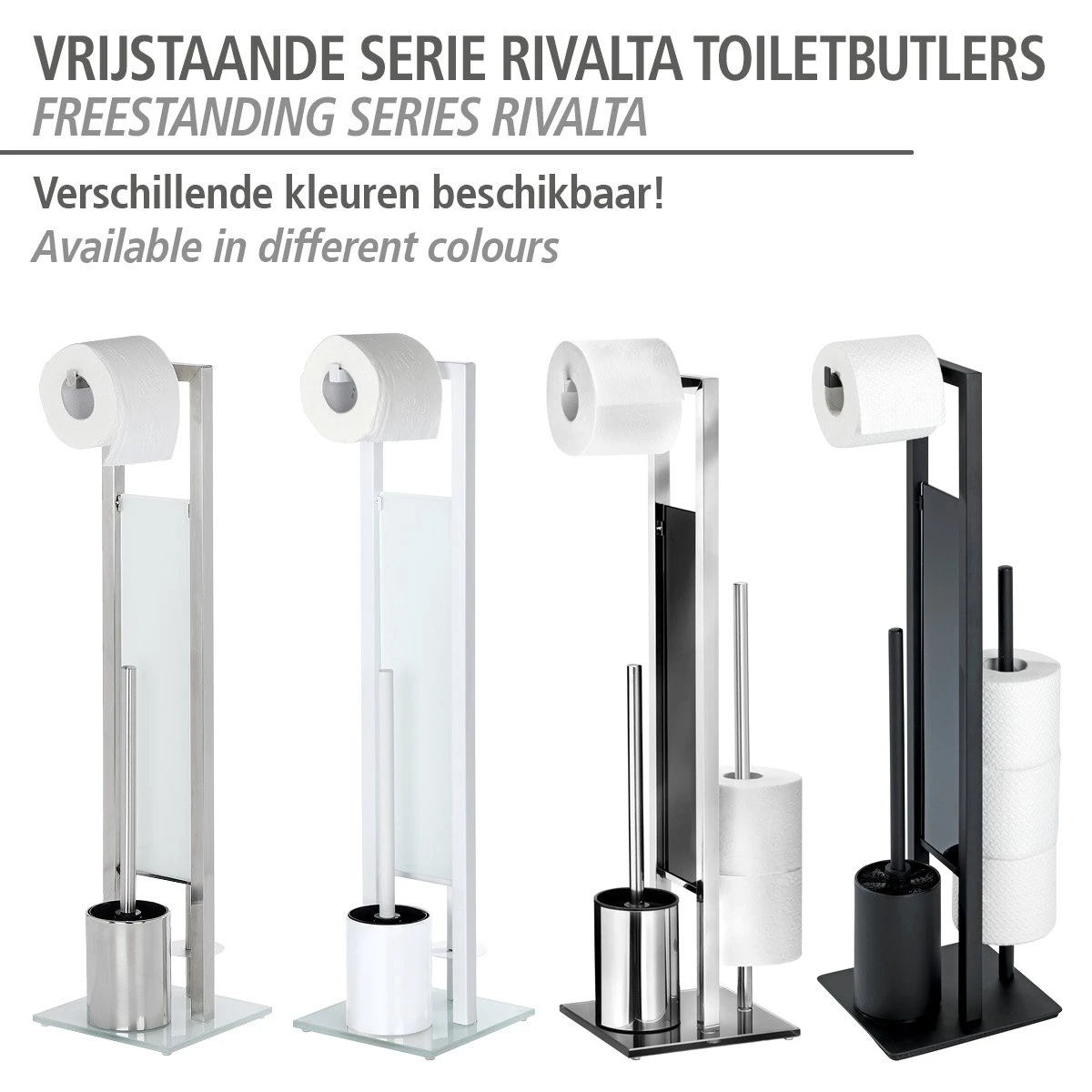 WENKO Toiletbutler Rivalta Zwart - Toiletborstel Met Houder, Toiletrolhouder En Reserverolhouder 18 WENKO Toiletbutler Rivalta Zwart - Toiletborstel Met Houder, Toiletrolhouder En Reserverolhouder - Afbeelding 18