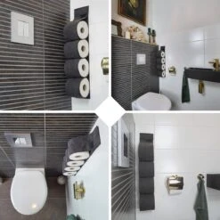 Reserverolhouder Hangend – Toiletrolhouder – Reserve Rolhouder – Zonder Boren – Rolhouder - Muur – Zwart - Antraciet - STOF & SPETTERVRIJ -Badkamerartikelen Winkel 1200x1200 469
