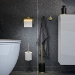 Tiger Tune - Reserverolhouder - Messing Geborsteld / Zwart -Badkamerartikelen Winkel 1200x1200 491