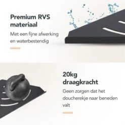 Doucherek - Doucherek Zonder Boren - Doucherekjes - Doucherek Hangend - Doucherekje - Doucherekje Zonder Boren - Doucherek Zwart - Hoek - 2 Stuks - Met Haakjes - Inclusief Montage Materiaal - Hoogwaardig Afgewerkt - EJC Products -Badkamerartikelen Winkel 1200x1200 513