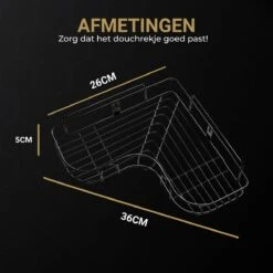 HGMD® Doucherek Zonder Boren - 1 Stuk - Zwart - Zelfklevend Doucherek –Badkamerrek - Badrek - Keukenrek - Doucherek Hangend – Badkamer Accessoires - Kruidenrek -Badkamerartikelen Winkel 1200x1200 525