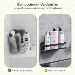 Doucherek Zwart 30 CM - Badkamer Rekje Douche - Zonder Boren - Douchemandje -Badkamerartikelen Winkel 1200x1200 549