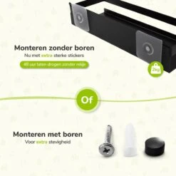 Doucherek Zwart 30 CM - Badkamer Rekje Douche - Zonder Boren - Douchemandje -Badkamerartikelen Winkel 1200x1200 550