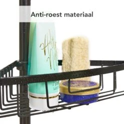 Ogoods Telescopisch Doucherek Inclusief 4 Manden - Zwart - Badkamerrek - Zonder Boren - In Hoogte Verstelbaar - Opbergsysteem -Badkamerartikelen Winkel 1200x1200 558