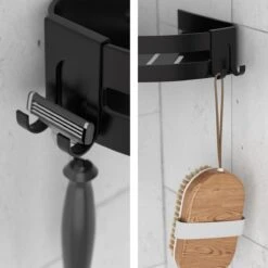 Sanicraft® Doucherekje - Doucherekje Zonder Boren - Geschikt Voor Elk Type Muur - Doucherekje Hangend - Doucheplank - Doucherekje Hoek - Doucherekje Zwart -Badkamerartikelen Winkel 1200x1200 561