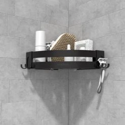 Sanicraft® Doucherekje - Doucherekje Zonder Boren - Geschikt Voor Elk Type Muur - Doucherekje Hangend - Doucheplank - Doucherekje Hoek - Doucherekje Zwart -Badkamerartikelen Winkel 1200x1200 564