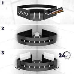 Sanicraft® Doucherekje - Doucherekje Zonder Boren - Geschikt Voor Elk Type Muur - Doucherekje Hangend - Doucheplank - Doucherekje Hoek - Doucherekje Zwart -Badkamerartikelen Winkel 1200x1200 565