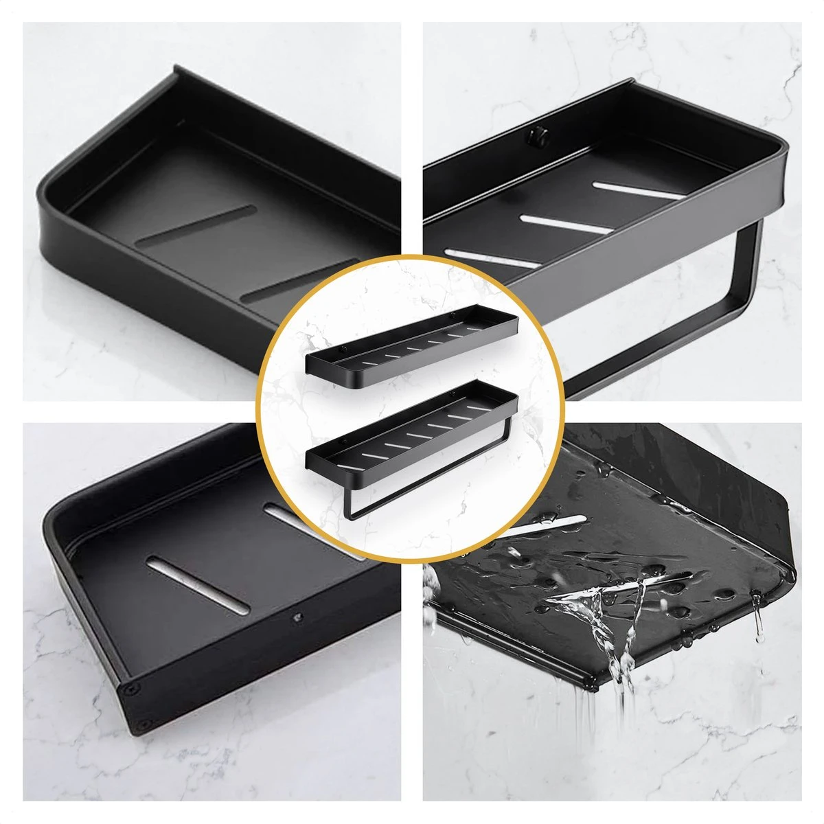 Merkloos Doucherek Zonder Boren 2x 30 Cm – Doucherek – Doucherek Hangend – Badkamerrek – Zonder Boren – IP68 Waterdicht – 4KG Draagkracht – Zwart RVS 4 Merkloos Doucherek Zonder Boren 2x 30 Cm – Doucherek – Doucherek Hangend – Badkamerrek – Zonder Boren – IP68 Waterdicht – 4KG Draagkracht – Zwart RVS - Afbeelding 4