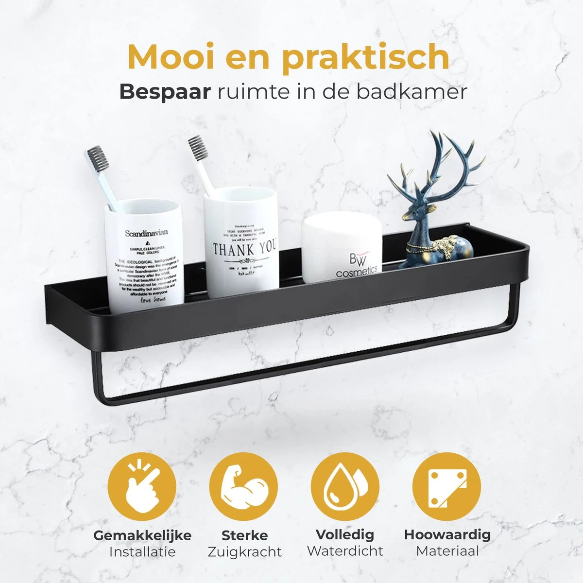 Merkloos Doucherek Zonder Boren 2x 30 Cm – Doucherek – Doucherek Hangend – Badkamerrek – Zonder Boren – IP68 Waterdicht – 4KG Draagkracht – Zwart RVS 6 Merkloos Doucherek Zonder Boren 2x 30 Cm – Doucherek – Doucherek Hangend – Badkamerrek – Zonder Boren – IP68 Waterdicht – 4KG Draagkracht – Zwart RVS - Afbeelding 6