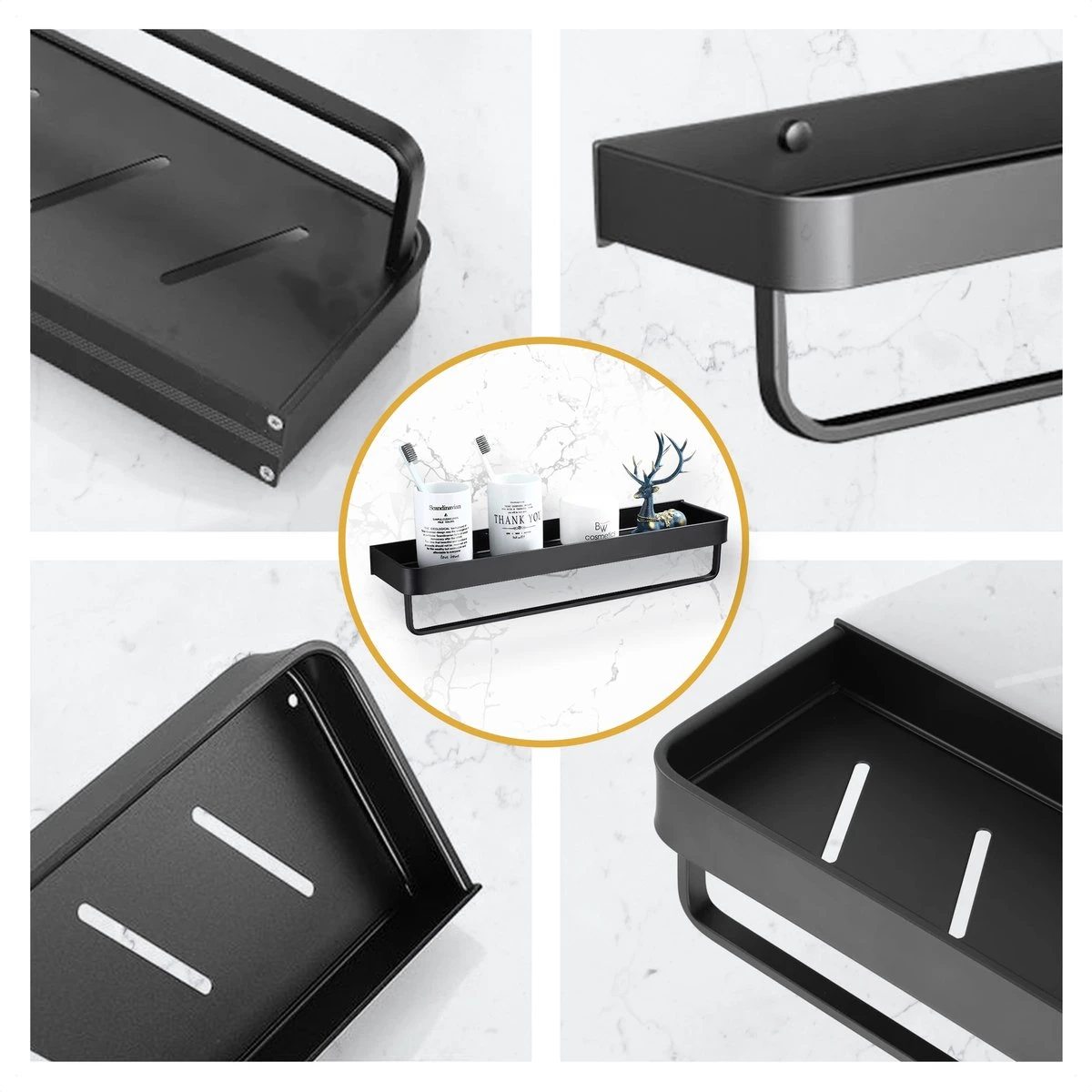 Merkloos Doucherek Zonder Boren 2x 30 Cm – Doucherek – Doucherek Hangend – Badkamerrek – Zonder Boren – IP68 Waterdicht – 4KG Draagkracht – Zwart RVS 8 Merkloos Doucherek Zonder Boren 2x 30 Cm – Doucherek – Doucherek Hangend – Badkamerrek – Zonder Boren – IP68 Waterdicht – 4KG Draagkracht – Zwart RVS - Afbeelding 8