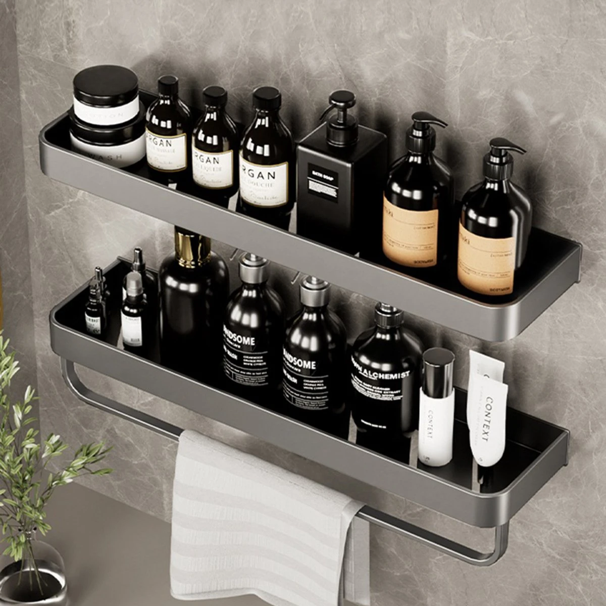 Merkloos Doucherek Zonder Boren 2x 30 Cm – Doucherek – Doucherek Hangend – Badkamerrek – Zonder Boren – IP68 Waterdicht – 4KG Draagkracht – Zwart RVS 12 Merkloos Doucherek Zonder Boren 2x 30 Cm – Doucherek – Doucherek Hangend – Badkamerrek – Zonder Boren – IP68 Waterdicht – 4KG Draagkracht – Zwart RVS - Afbeelding 12