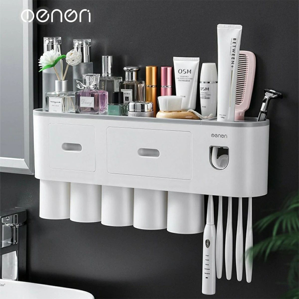 Tandenborstelhouder Badkamer - LB545 – Elektrische Tandenborstel Houder - Opbergbox - Tandenborstel - Automatische Tandpasta Knijper Dispenser - Badkamer Accessoires 2 Tandenborstelhouder Badkamer - LB545 – Elektrische Tandenborstel Houder - Opbergbox - Tandenborstel - Automatische Tandpasta Knijper Dispenser - Badkamer Accessoires - Afbeelding 2