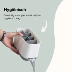 Merkloos Tandenborstelhouder Vrijstaand - Badkamer Organizer Met Lekbak - Badkamer Accessoires - 6 Sorteervakken - Tandenborstel - Wit Met Zwart -Badkamerartikelen Winkel 1200x1200 608