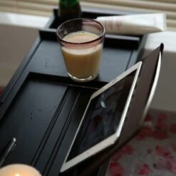 Merkloos Decopatent® Badplank - Uitschuifbaar 75 -> 110 Cm - Verstelbaar Bamboe Badrekje Voor In Bad - Boekenhouder - Tablethouder - Zwart -Badkamerartikelen Winkel 1200x1200 636