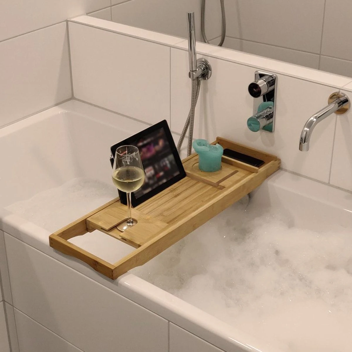 IVOL Badplank Bamboe - Badplank Hout Met Badrek Houders - Uitschuifbaar - 75 Tot 110 Cm 8 IVOL Badplank Bamboe - Badplank Hout Met Badrek Houders - Uitschuifbaar - 75 Tot 110 Cm - Afbeelding 8