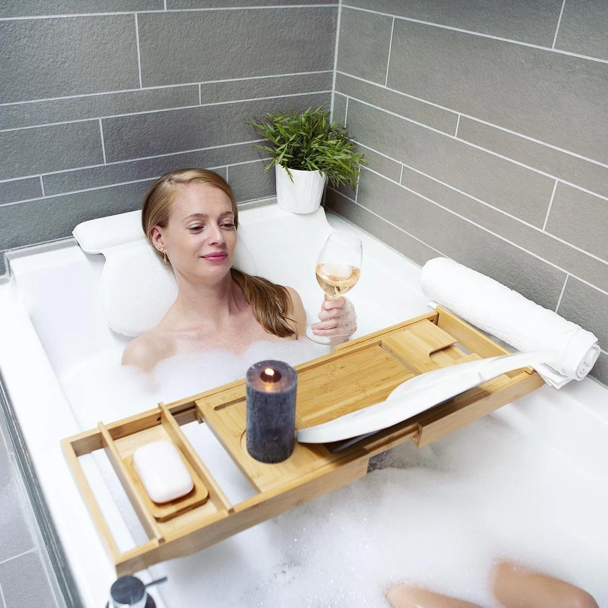 LifeGoods Badplank - Uitschuifbaar - Voor In Bad - 74.5 Tot 108.5 Cm - Met Houder - Hout 5 LifeGoods Badplank - Uitschuifbaar - Voor In Bad - 74.5 Tot 108.5 Cm - Met Houder - Hout - Afbeelding 5