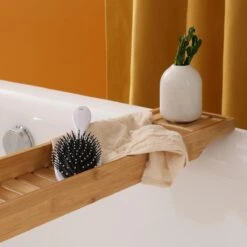 Merkloos Decopatent® Badrekje Voor Over Bad - 70 Cm - Bamboe Hout - Badrek - Badplank - Badbrug - Basic Bad Tafeltje Voor In Bad - Naturel -Badkamerartikelen Winkel 1200x1200 672