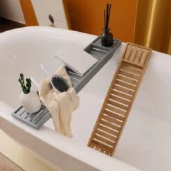 Merkloos Decopatent® Badrekje Voor Over Bad - 70 Cm - Bamboe Hout - Badrek - Badplank - Badbrug - Basic Bad Tafeltje Voor In Bad - Naturel -Badkamerartikelen Winkel 1200x1200 674