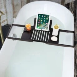 ACAZA Badrekje - Uitschuifbare Bamboe Bad Brug (Min 70 Cm - Max 105cm) - Verstelbare Plank Voor In Bad Met Tablet Houder - Zwart 8 ACAZA Badrekje - Uitschuifbare Bamboe Bad Brug (Min 70 Cm - Max 105cm) - Verstelbare Plank Voor In Bad Met Tablet Houder - Zwart -Badkamerartikelen Winkel 1200x1200 675