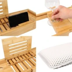 Regno Badplank Voor In Bad - Met Badkussen - Uitschuifbaar En Waterbestendig Badrek - IPad En Glashouder -Badkamerartikelen Winkel 1200x1200 692