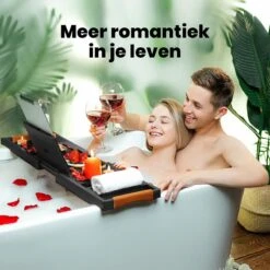 RelaxTub® Badplank - Badplank Voor In Bad - Badrek - Verstelbaar - Anti Slip - Badplank Zwart - Badplank Hout - Badrekje Inclusief Boekenhouder, Tablethouder & Spiegel -Badkamerartikelen Winkel 1200x1200 695