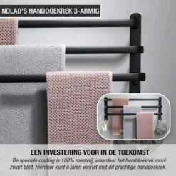 Nolad® Handdoekrek 3-armig - Handdoekhouder - Handdoekenrek - Zwart -Badkamerartikelen Winkel 1200x1200 7