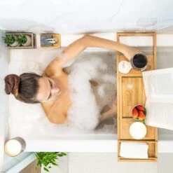 SWILIX ® Badplank - Uitschuifbaar - Voor In Bad - 71 Tot 108 Cm - Met Houder - Hout -Badkamerartikelen Winkel 1200x1200 706