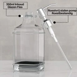Wonix® - Zeepdispenser - Zeeppompje - Transparant Glas - RVS Pompkop - Met Stickers - 350ml - 2 Stuks -Badkamerartikelen Winkel 1200x1200 742