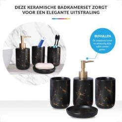 Badkamer Accessoires Set – Tandenborstelhouder –Zeeppompje Zeepbakje – Keramiek Met Marmer Design – Zwart 10 Badkamer Accessoires Set – Tandenborstelhouder –Zeeppompje Zeepbakje – Keramiek Met Marmer Design – Zwart -Badkamerartikelen Winkel 1200x1200 785