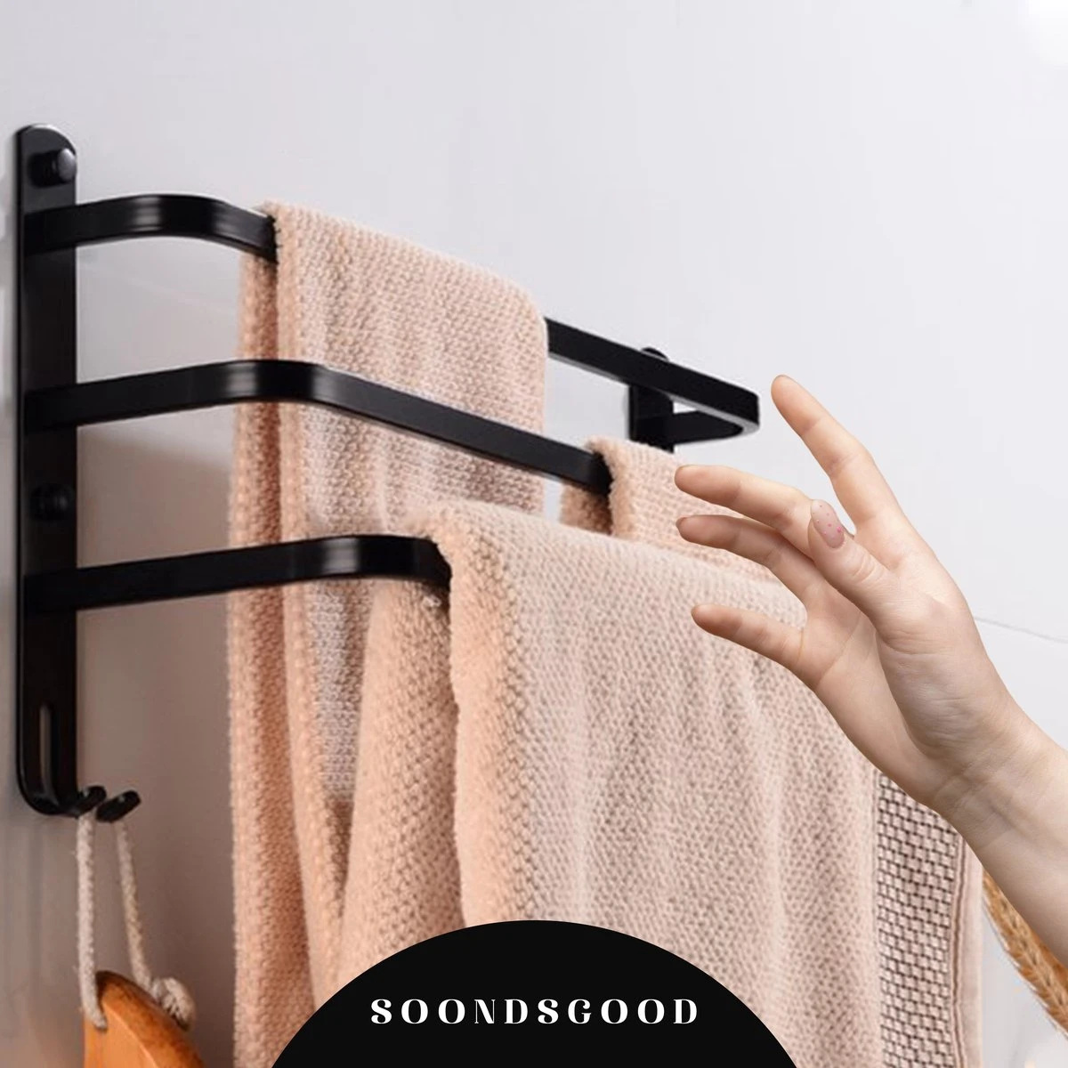 Merkloos Soondsgood Luxe 3 Laags Handdoekrek - Zelfklevend Of Boren - Zwart - Eenvoudige Installatie - Badkamer - Handdoekenrek - Handdoekhouder - 30x14x25cm 5 Merkloos Soondsgood Luxe 3 Laags Handdoekrek - Zelfklevend Of Boren - Zwart - Eenvoudige Installatie - Badkamer - Handdoekenrek - Handdoekhouder - 30x14x25cm - Afbeelding 5