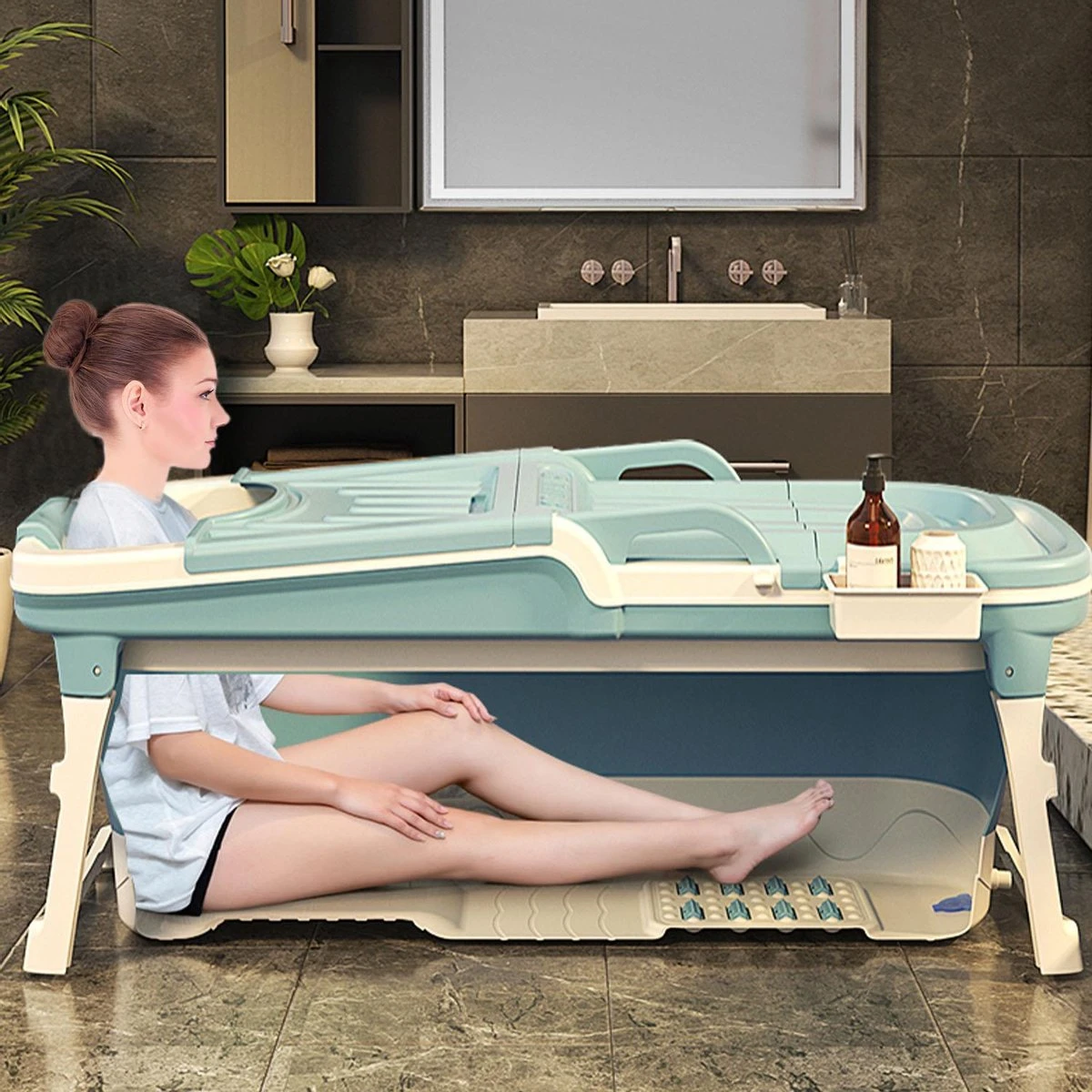 Foresta Volwassenen Zitbad XXL 150CM - Plastic Badkuip - Lime 8 Foresta Volwassenen Zitbad XXL 150CM - Plastic Badkuip - Lime - Afbeelding 8