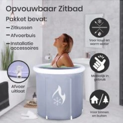 Zitbad Voor Volwassenen - Bath Bucket - Ijsbad - Ice Bath - Inklapbaar Bad - Wim Hof Methode - Opblaasbaarbad - Inclusief Voetpomp - Inclusief Ingebouwd Zitkussen - Grijs -Badkamerartikelen Winkel 1200x1200 817