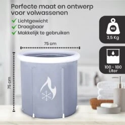 Zitbad Voor Volwassenen - Bath Bucket - Ijsbad - Ice Bath - Inklapbaar Bad - Wim Hof Methode - Opblaasbaarbad - Inclusief Voetpomp - Inclusief Ingebouwd Zitkussen - Grijs -Badkamerartikelen Winkel 1200x1200 818
