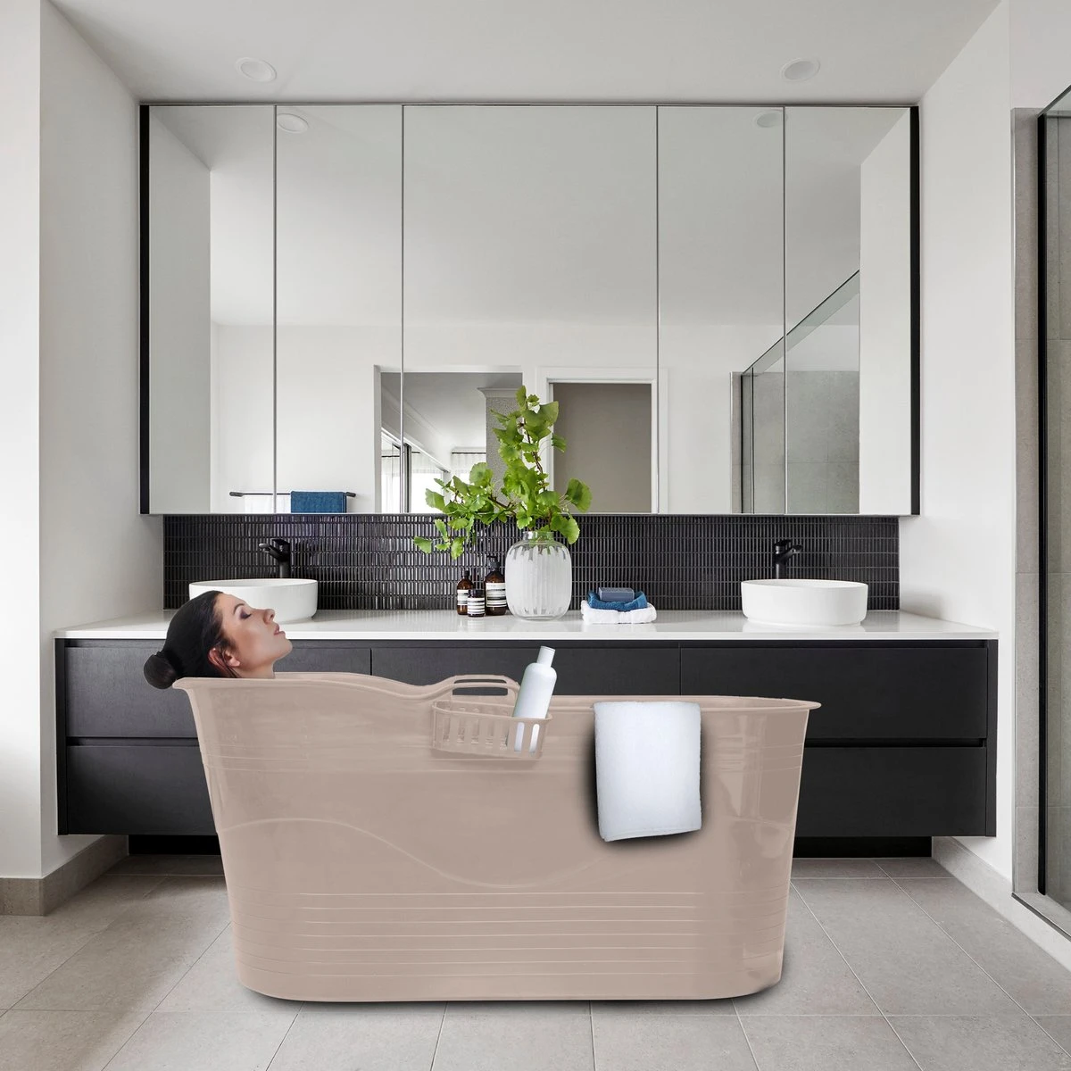 LIFEBATH - Zitbad Mira - Bath Bucket XL - 400L - Ligbad 122 Cm - Costa Rica Sand 3 LIFEBATH - Zitbad Mira - Bath Bucket XL - 400L - Ligbad 122 Cm - Costa Rica Sand - Afbeelding 3