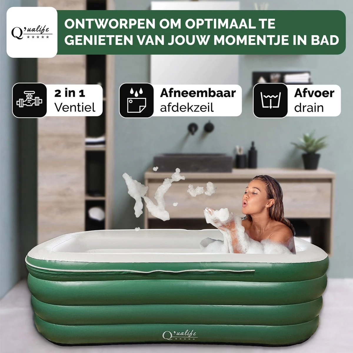 Q’ualife® Opblaasbaar Bad – Ligbad – Zitbad – Opblaasbaar Ligbad – Bad – Badkuip Volwassenen 7 Q’ualife® Opblaasbaar Bad – Ligbad – Zitbad – Opblaasbaar Ligbad – Bad – Badkuip Volwassenen - Afbeelding 7