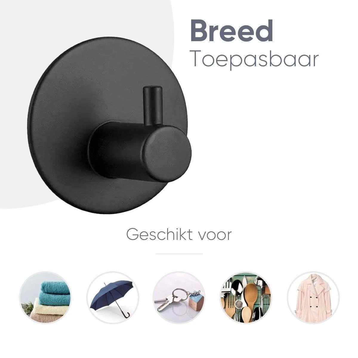 Merkloos Handdoekhaakjes Set Zelfklevend Handdoekhouders Voor Badkamer En Keuken - 4 Stuks - RVS Mat Zwart 6 Merkloos Handdoekhaakjes Set Zelfklevend Handdoekhouders Voor Badkamer En Keuken - 4 Stuks - RVS Mat Zwart - Afbeelding 6