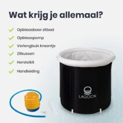 Lagoon® Opblaasbaar Zitbad Voor Volwassenen Bathbucket - Met Relaxing Giftset - Wim Hof Methode - Opvouwbaar & Inklapbaar Spa Bad - Bath Bucket - IJsbad - Opblaasbad - Dompelbad -Badkamerartikelen Winkel 1200x1200 917