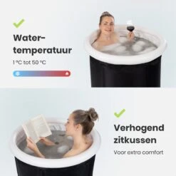 Lagoon® Opblaasbaar Zitbad Voor Volwassenen Bathbucket - Met Relaxing Giftset - Wim Hof Methode - Opvouwbaar & Inklapbaar Spa Bad - Bath Bucket - IJsbad - Opblaasbad - Dompelbad -Badkamerartikelen Winkel 1200x1200 918