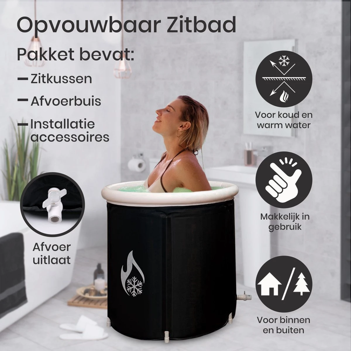 Opvouwbaar Zitbad Voor Volwassenen - Bath Bucket - Ijsbad - Inklapbaar Bad - Zwart - Opblaasbad - Inclusief Voetpomp - Inclusief Ingebouwd Zitkussen 2 Opvouwbaar Zitbad Voor Volwassenen - Bath Bucket - Ijsbad - Inklapbaar Bad - Zwart - Opblaasbad - Inclusief Voetpomp - Inclusief Ingebouwd Zitkussen - Afbeelding 2